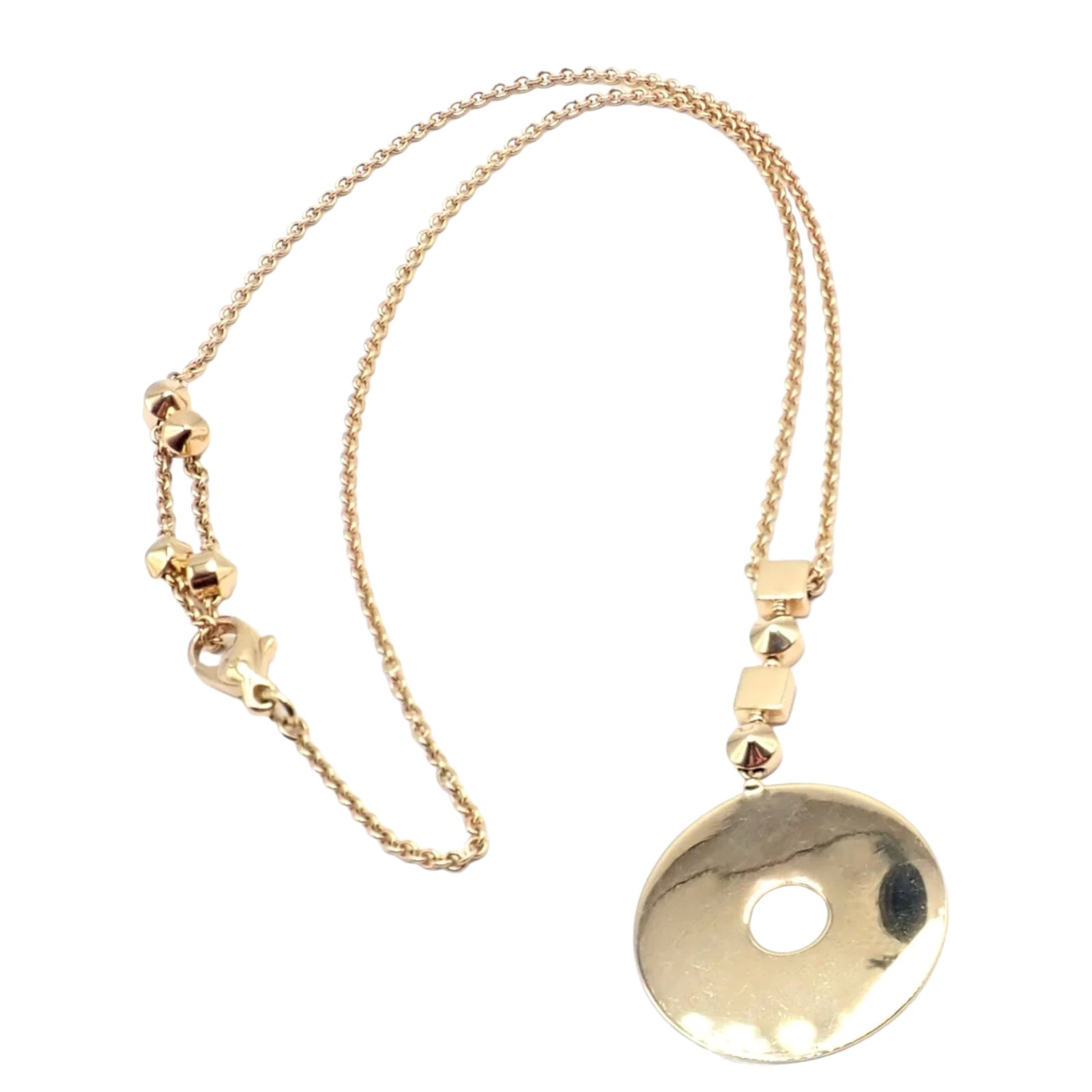 Authentic Bulgari Bvlgari Lucea 18K Yellow Gold Round Pendant Necklace for Women - Luxury Jewelry Gift for Anniversary, Birthday & Special Occasions