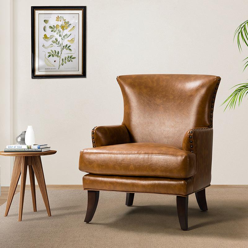 Brooklyn Vegan Leather Armchair - Modern Faux Leather Lounge Chair for Living Room, Office & Dorm - Comfortable Mid-Century Style Accent Chair