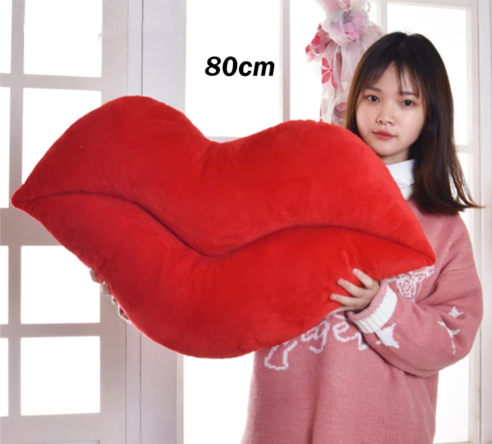 Red Velvet Lip Shaped Throw Pillow - Hot Pink Decorative Cushion for Bedroom & Living Room - 50cm Funky Love Pillow - Perfect for Valentine's Day Gifts, Girls' Dorm Decor, and Photo Props