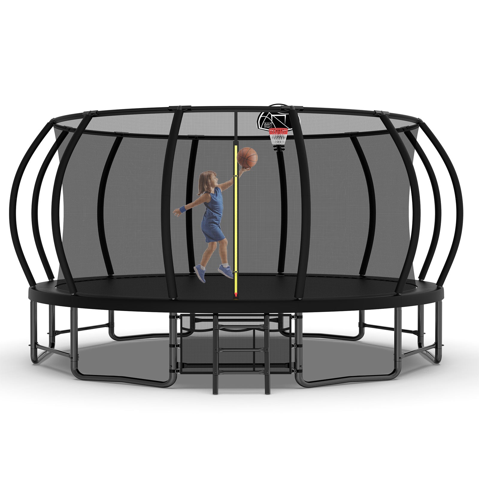 16FT Heavy Duty Outdoor Trampoline for Kids & Adults - ASTM Approved Anti-Rust Pumpkin Trampoline with Curved Poles | Perfect for Backyard Fun, Exercise & Family Bonding