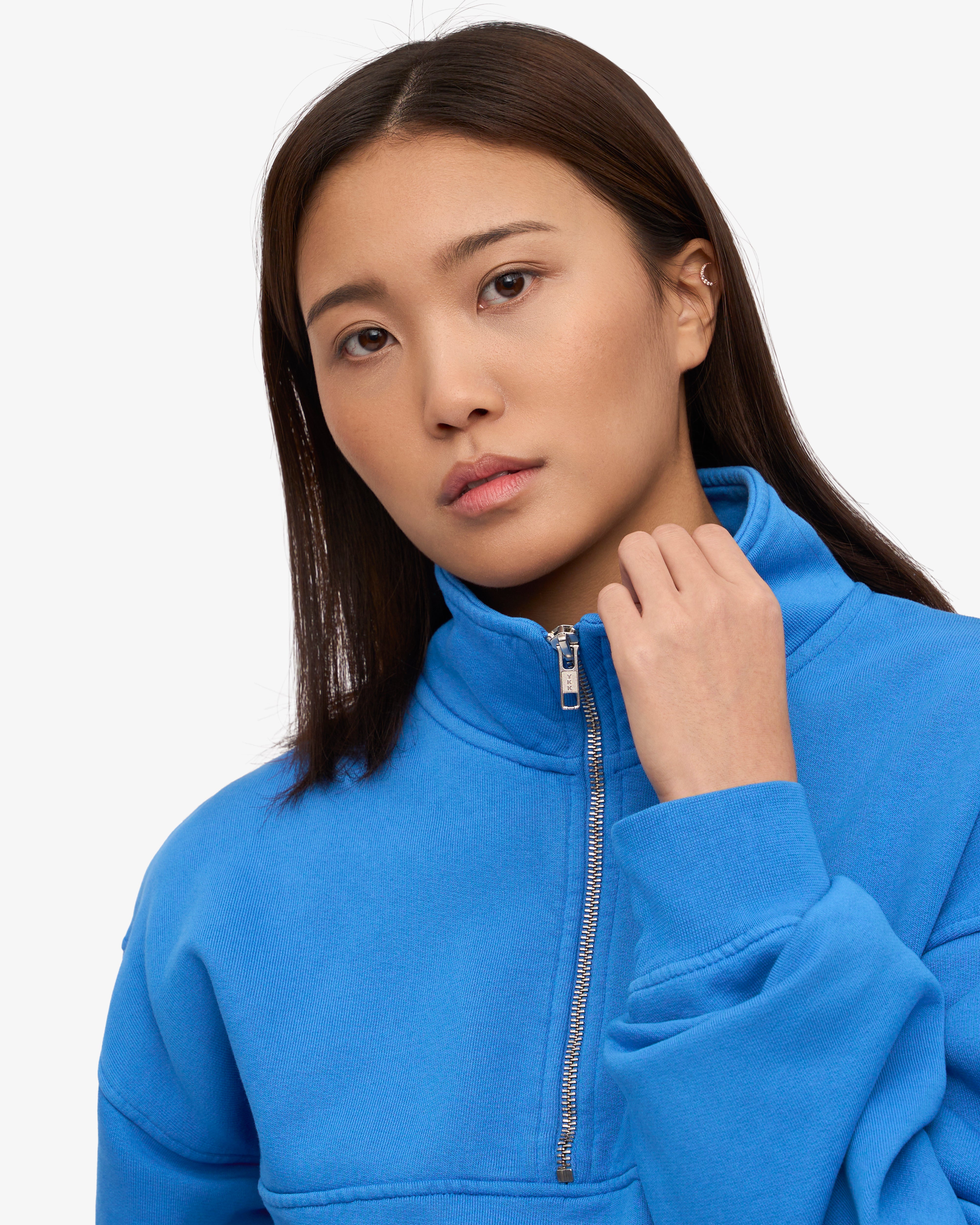 Organic Quarter Zip Sweatshirt for Men - Soft & Comfortable Pacific Blue Pullover - Perfect for Casual Wear, Outdoor Activities & Layering in Cool Weather
