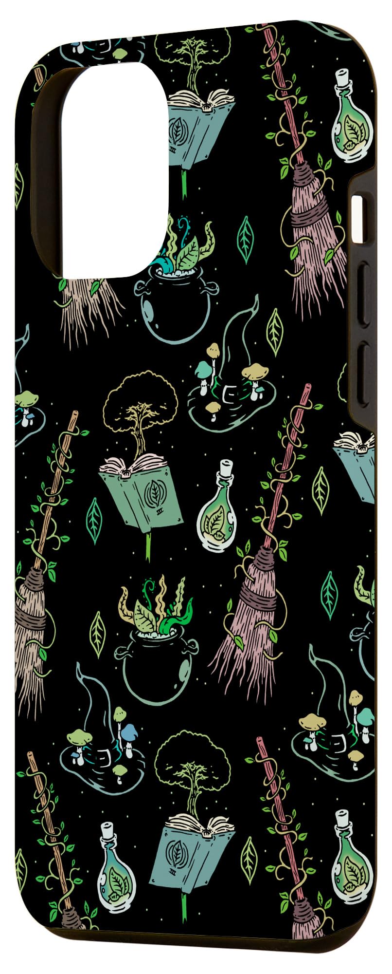 iPhone 12 Pro Max Case - Green Forest Witch Design with Magical Herbs & Flowers - Occult & Gothic Style Phone Cover for Protection - Perfect for Halloween, Witchcraft & Fantasy Lovers