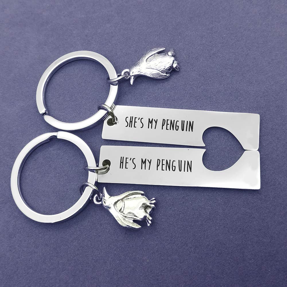 Cute Penguin Couple Keychain Set - Personalized Matching Gifts for Girlfriend & Boyfriend - Perfect for Christmas, Wedding & Anniversary - Couples Jewelry & Romantic Keepsake for Date Night & Travel