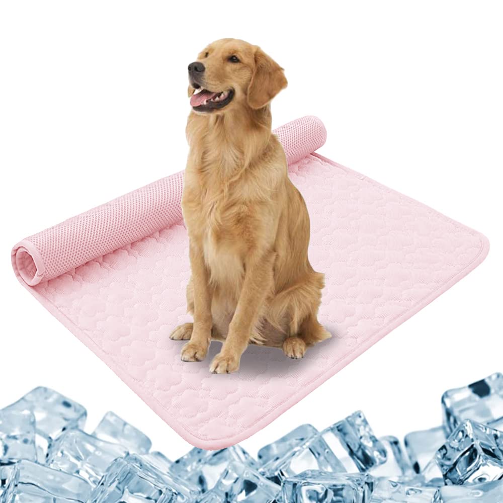 FONESO Cooling Pet Mat for Dogs & Cats - Washable Ice Silk Summer Sleeping Pad for Sofa, Kennel & Bed - Keep Pets Cool in Hot Weather