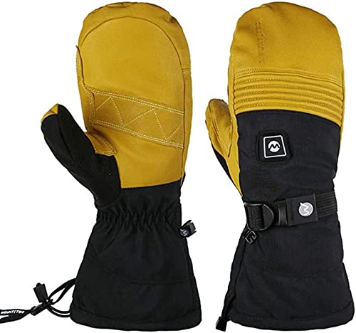 TLYXB Rechargeable Electric Heated Gloves for Men & Women - Winter Warm Gloves for Skiing, Camping, Hiking, Hunting - Battery-Powered Hand Warmers (Yellow, Size L) - Perfect for Cold Weather Outdoor Activities