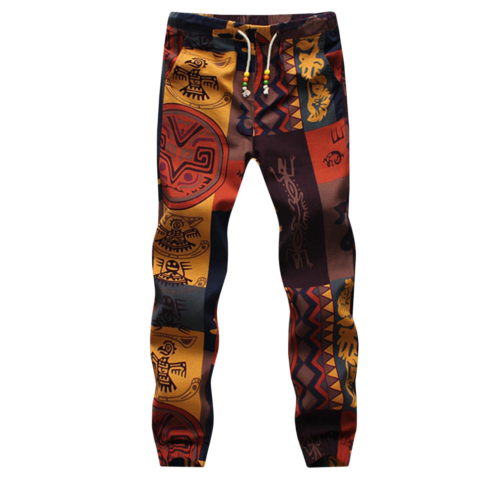 **Men's Floral Print Sweatpants - Cotton Linen Casual Pants, Straight Leg & Plus Size Options - Perfect for Lounge, Yoga, and Everyday Wear**    (Note: I removed 