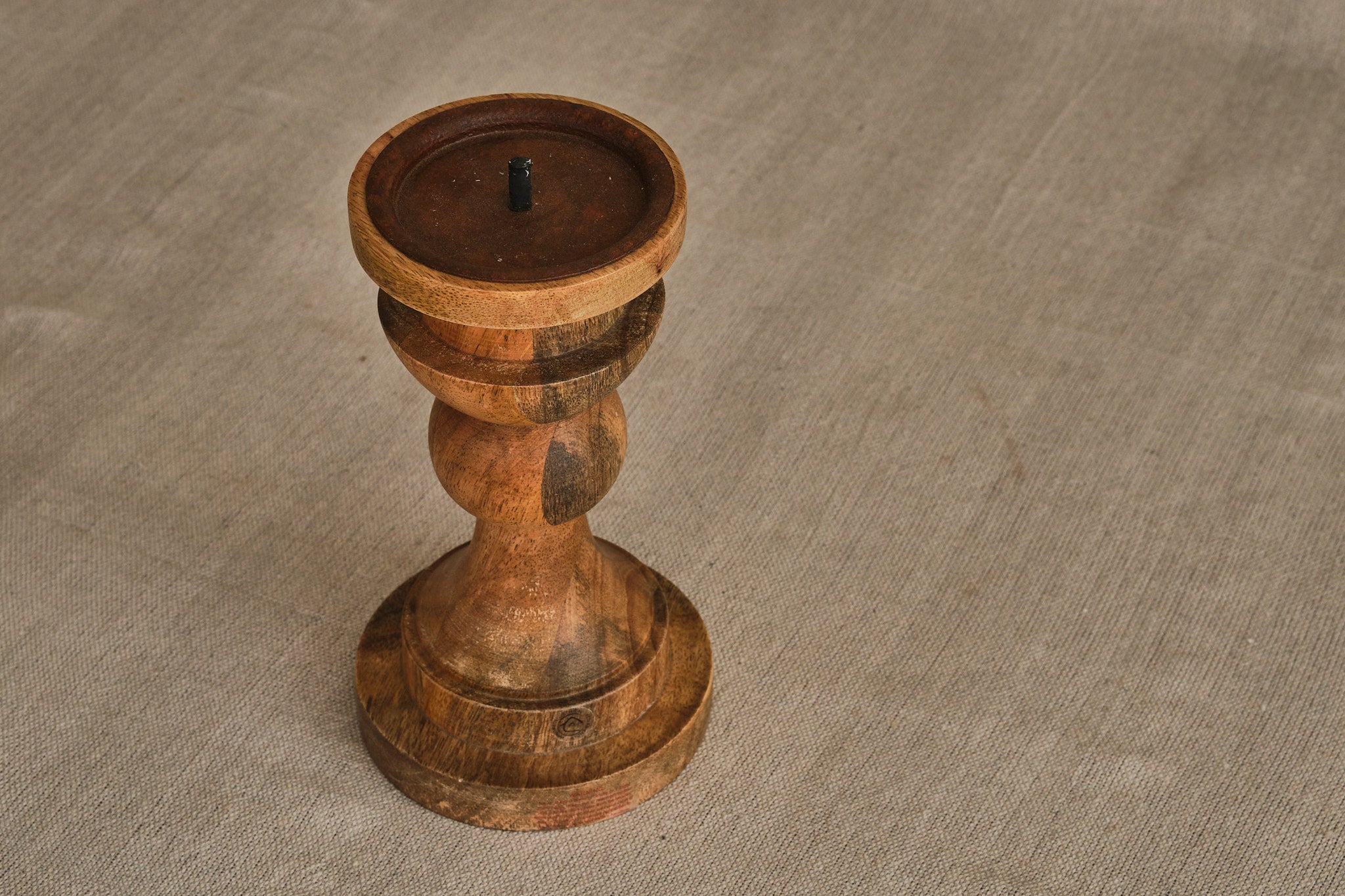 Handmade Mango Wood Candlestick Holder - Natural Rustic Home Decor for Dining Table, Wedding Centerpiece & Farmhouse Decor - Set of 2