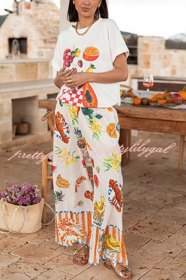 Stylish Printed Elastic Waist Wide Leg Pants for Women - Comfortable Vacation & Casual Wear - Perfect for Travel, Beach, and Everyday Outfits