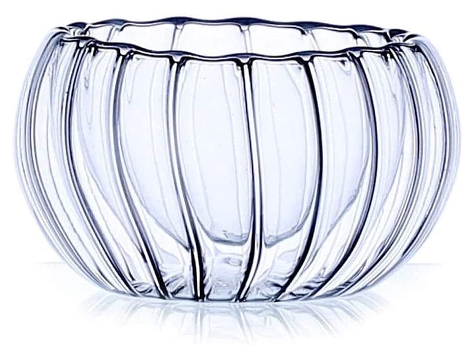 Premium 6-Piece Whiskey Decanter Set with Double Wall Glass - Mini Pumpkin Stripe Shot Glasses & Anti-Hot Tea Cups - Elegant Home Bar Accessories for Wine Tasting, Cocktail Parties & Gift Giving