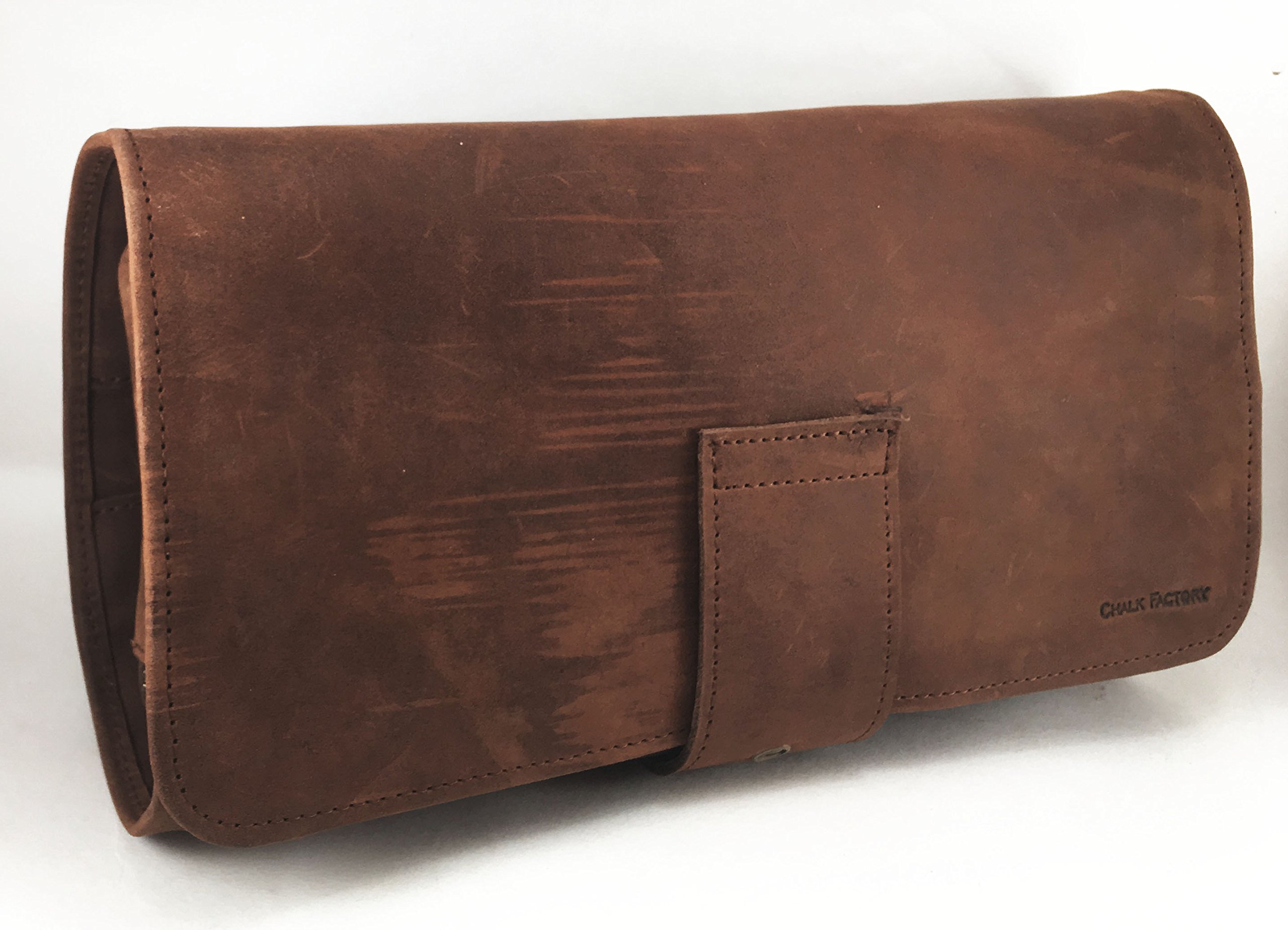 Premium Genuine Leather Hanging Toiletry Bag for Men & Women - Travel Shaving Kit, Makeup Organizer, Wash Bag - Perfect for Camping, Gym, Business Trips (Tan)