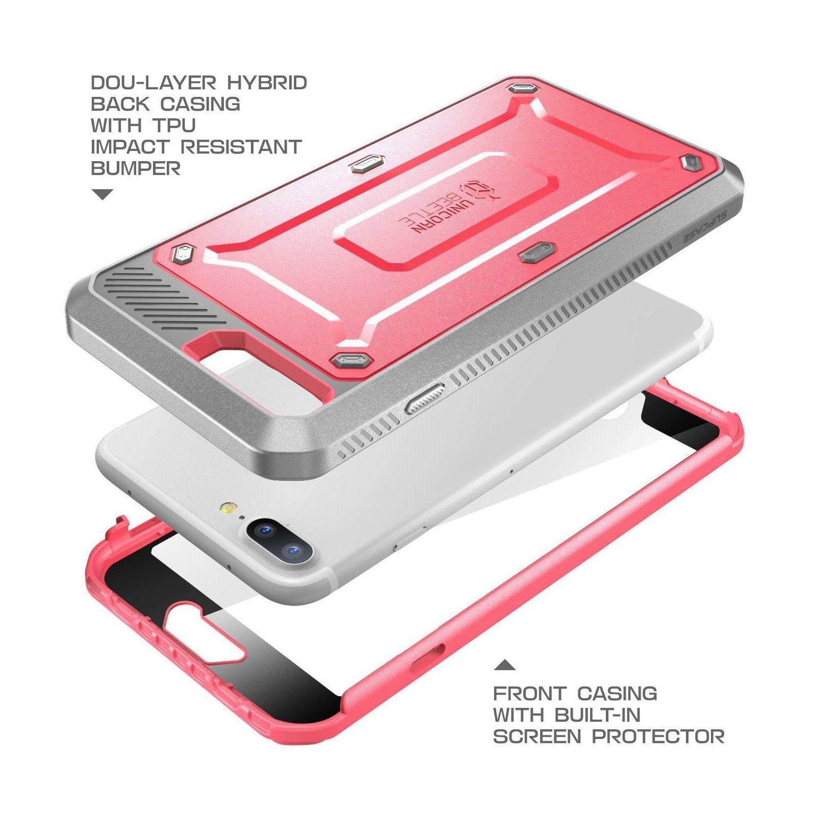iPhone 7 Unicorn Beetle Pro Case with Holster - Shockproof, Heavy Duty Protection, Pink | Perfect for Outdoor Activities, Work & Daily Use