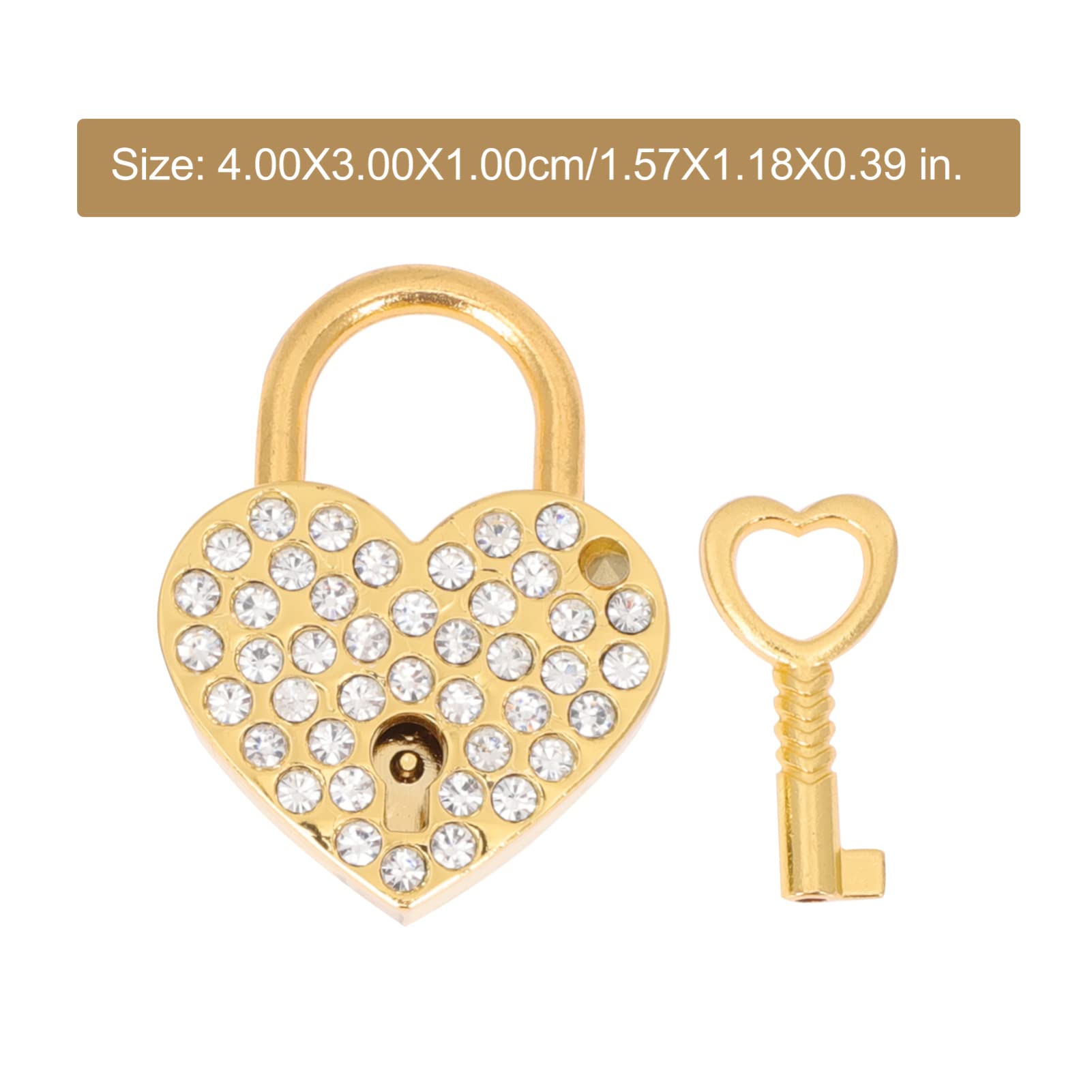 Kisangel 2-Piece Rhinestone Heart Lock Necklace Jewelry Box Set - Heart Shaped Padlock for Diary, Jewelry Storage & Travel - Keyed Padlocks for Women's Accessories Organization (Perfect for Gifts, Travel & Home Decor)