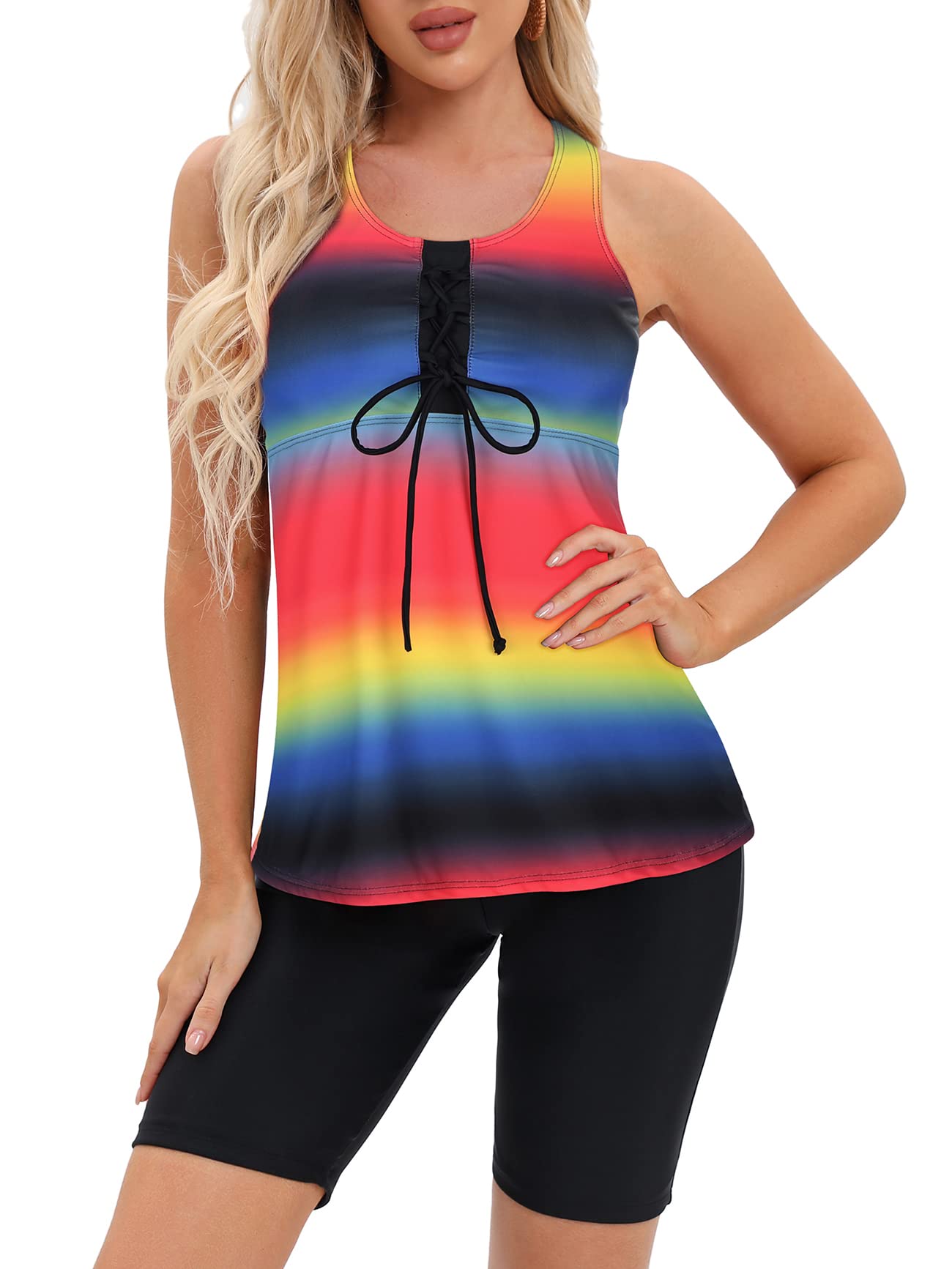 Trendy Women's Two Piece Tankini Swimsuits with Boy Shorts - Athletic Swimwear for Beach, Pool & Water Sports | American Fashion