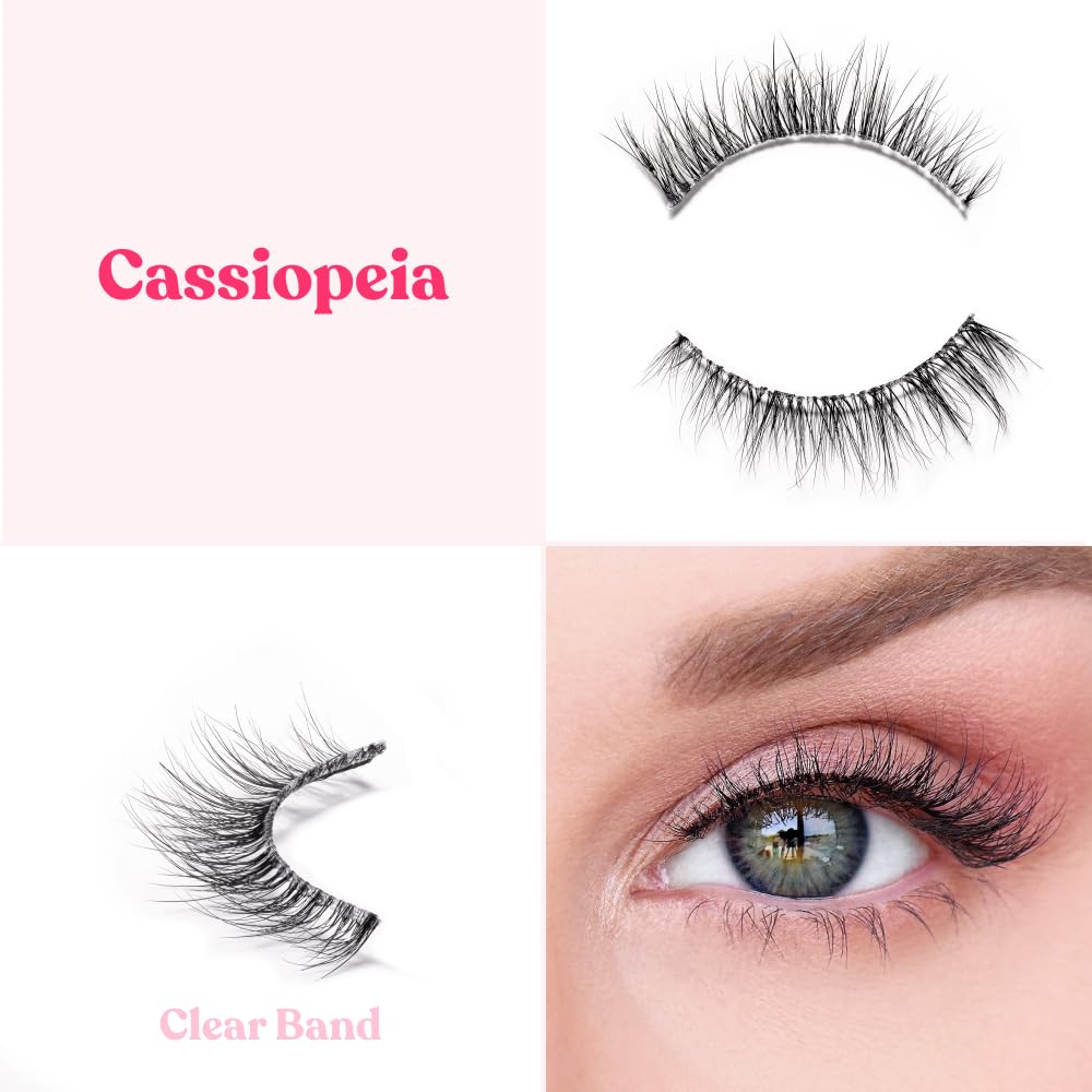 Silly George SuperNatural False Eyelashes - Clear & Flexible Band for Natural Look, Comfortable & Lightweight (Cassiopeia) | Perfect for Daily Wear, Parties & Special Occasions