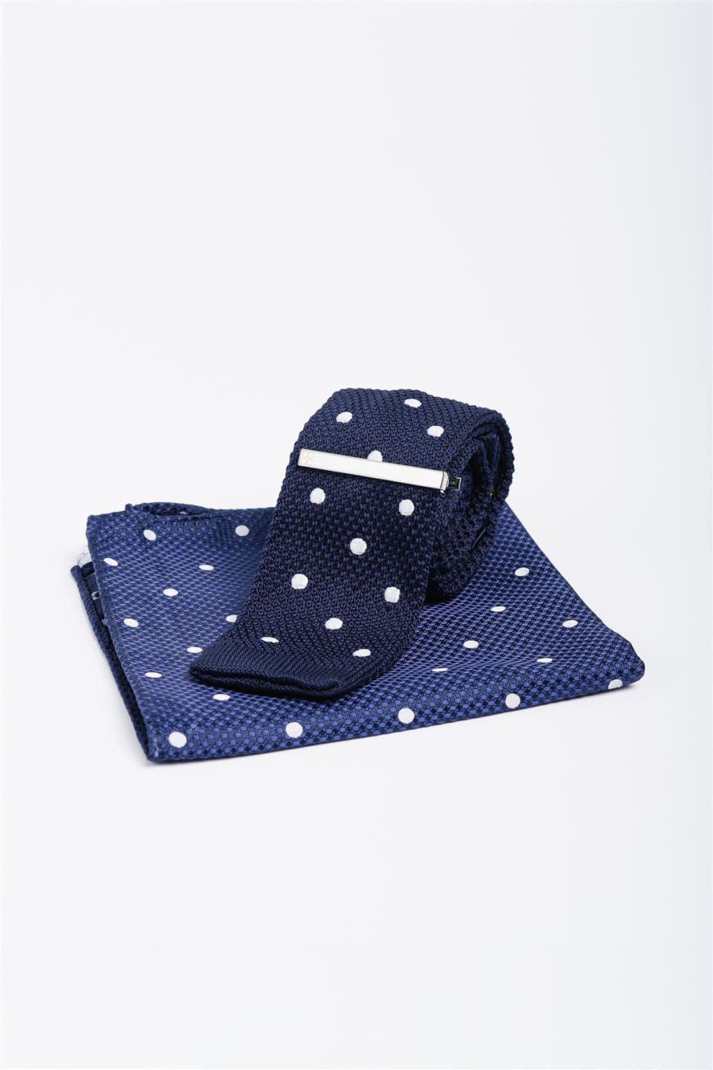 Cavani Men's Dotted Knitted Tie and Pocket Square Set - Premium Silk Blend for Business, Weddings & Formal Occasions