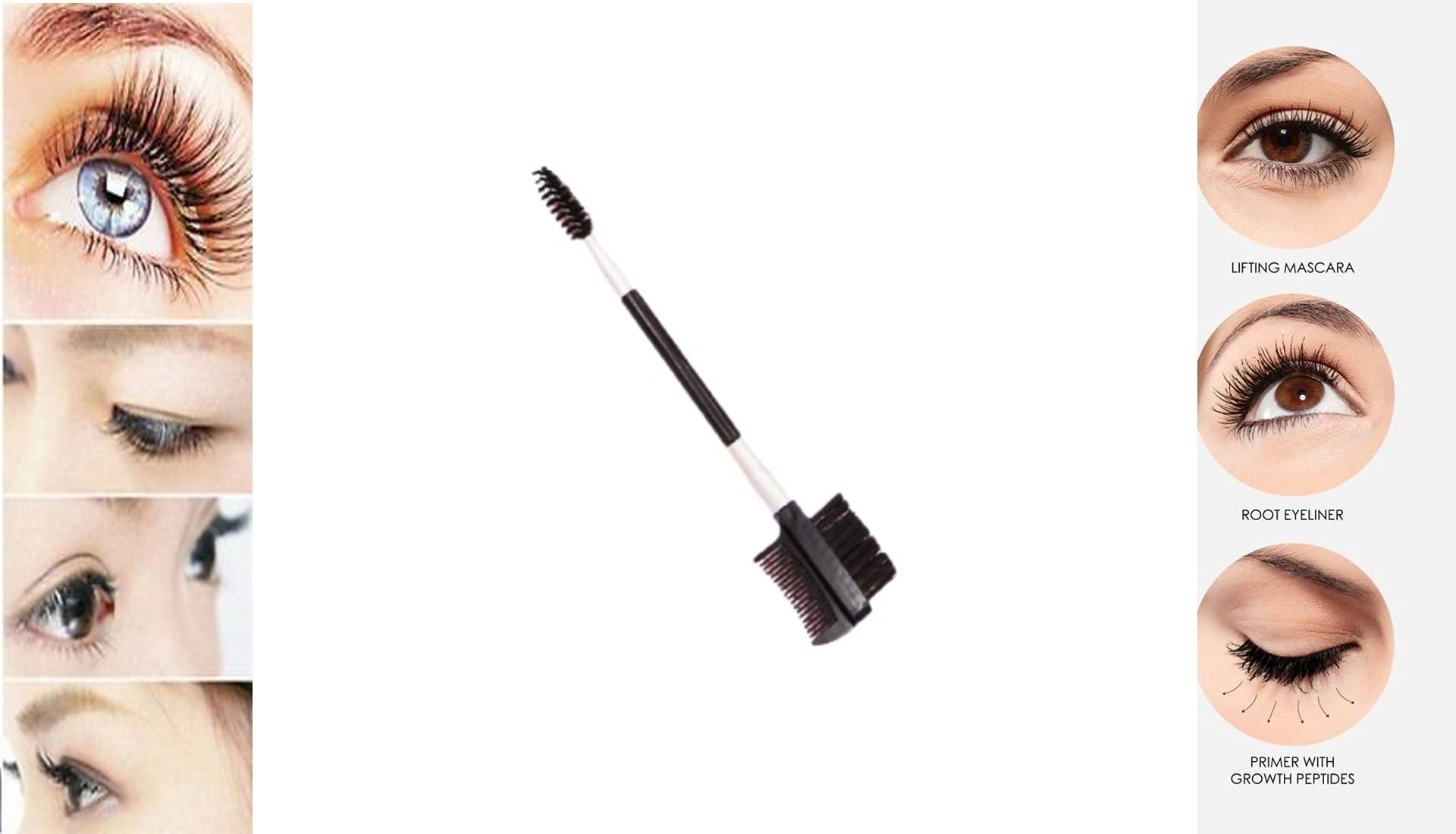 Double-Ended Eyelash Comb & Separator - Metal Mascara Lift & Curl Tool for Perfect Eyelash Makeup (Black/Silver) - Ideal for Professional Salon Use & Home Beauty Routine