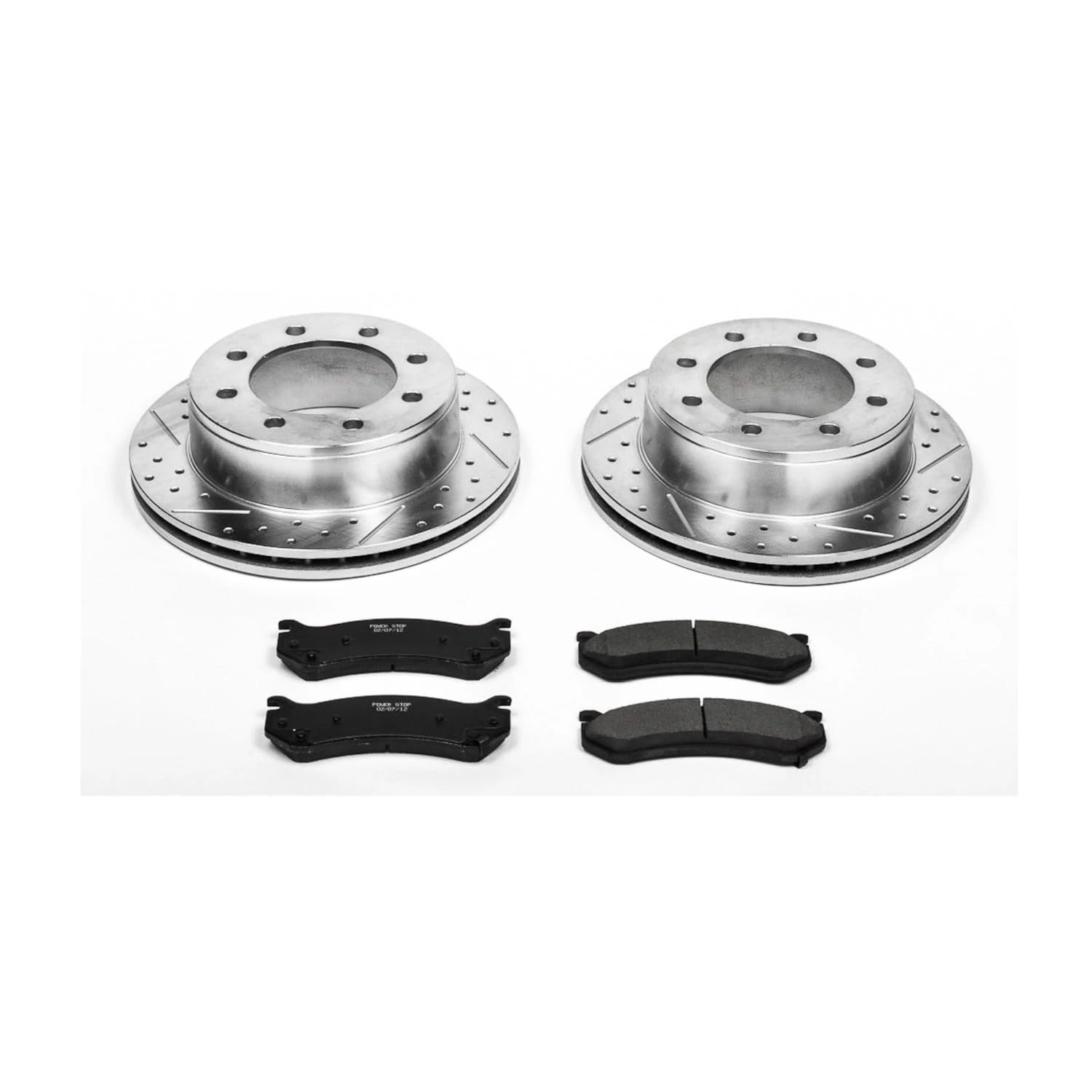 Power Stop K2041 Z23 Carbon Fiber Brake Pads & Drilled/Slotted Rotors Kit - Compatible with Chevy Silverado 2500, GMC Sierra 2500/3500, Yukon XL 2500 8-Lug | High-Performance Braking for Towing & Heavy-Duty Driving