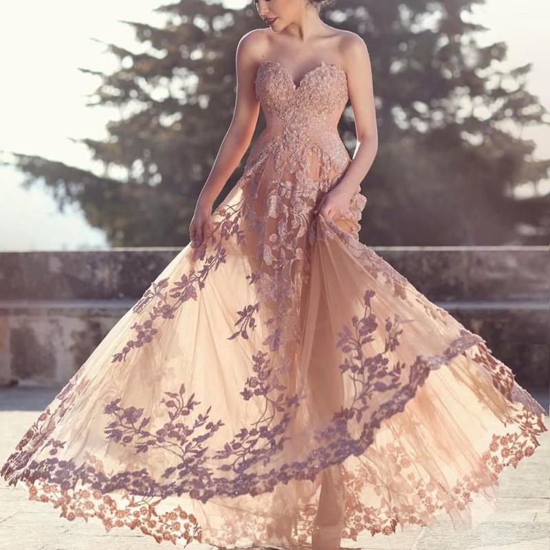 Elegant Champagne Lace Sweetheart Mermaid Evening Gown - Formal Prom, Wedding Guest & Special Occasion Dress