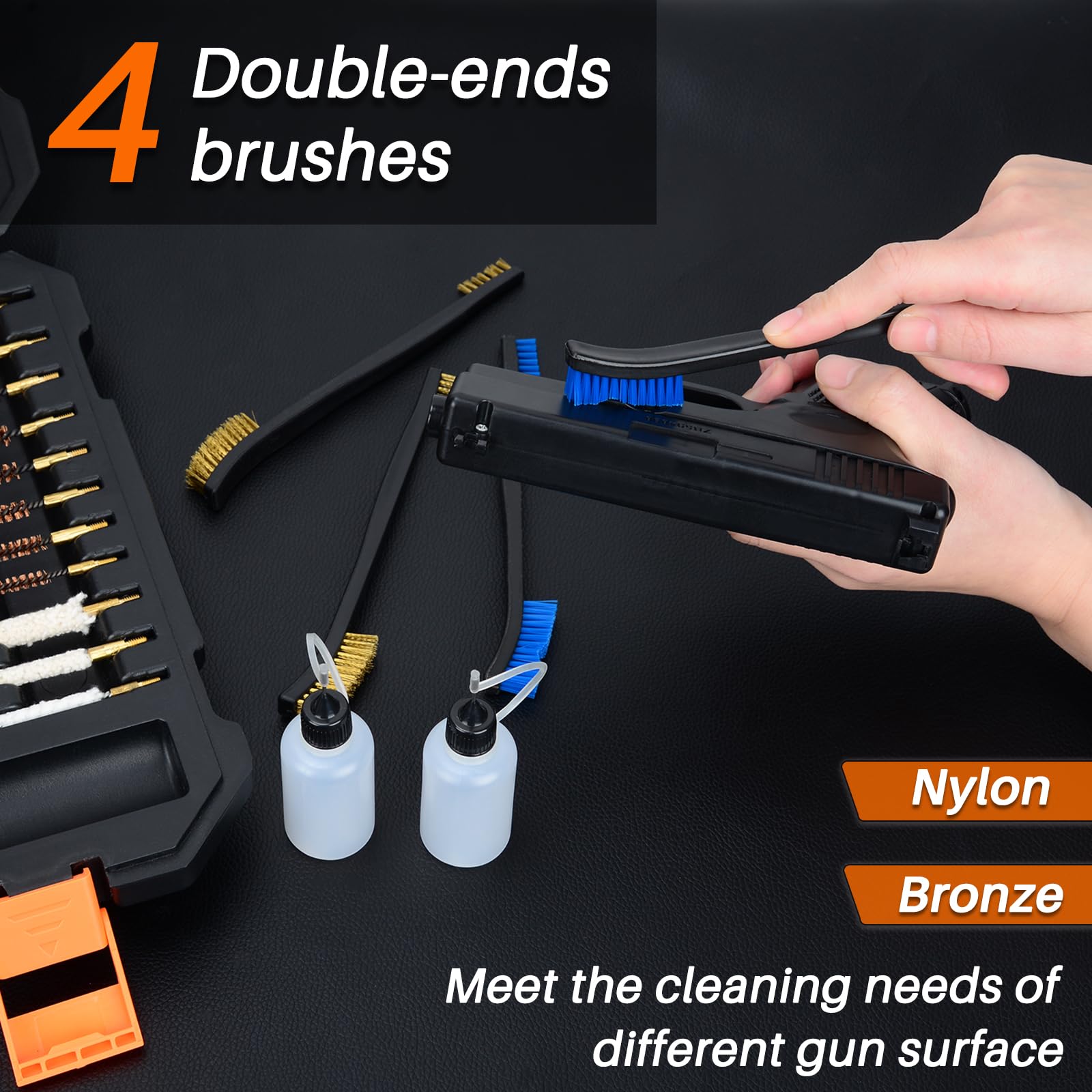 BOOSTEADY Pro Universal Gun Cleaning Kit - High-End Brass Brushes, Mops, Jags & Reinforced Rods for Handguns, Shotguns & All Firearms | Perfect for Home Maintenance, Hunting & Range Shooting