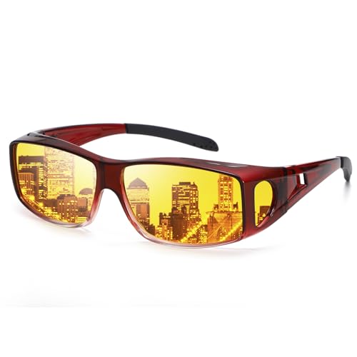 Wine Red Gradient Clear Frames