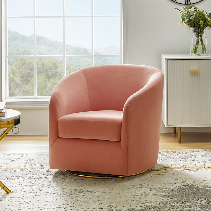 Emanuela Velvet Swivel Barrel Armchair - Modern Accent Chair for Living Room, Bedroom & Office - 360° Rotating Comfortable Lounge Chair with Soft Upholstery - Perfect for Reading, Relaxing & Home Decor
