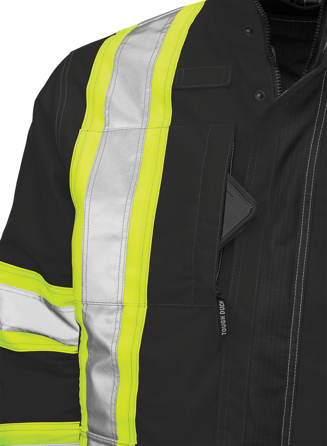 Tough Duck 4-in-1 High Visibility Safety Jacket S187 - Reflective Work Vest for Construction, Road Workers & Outdoor Activities