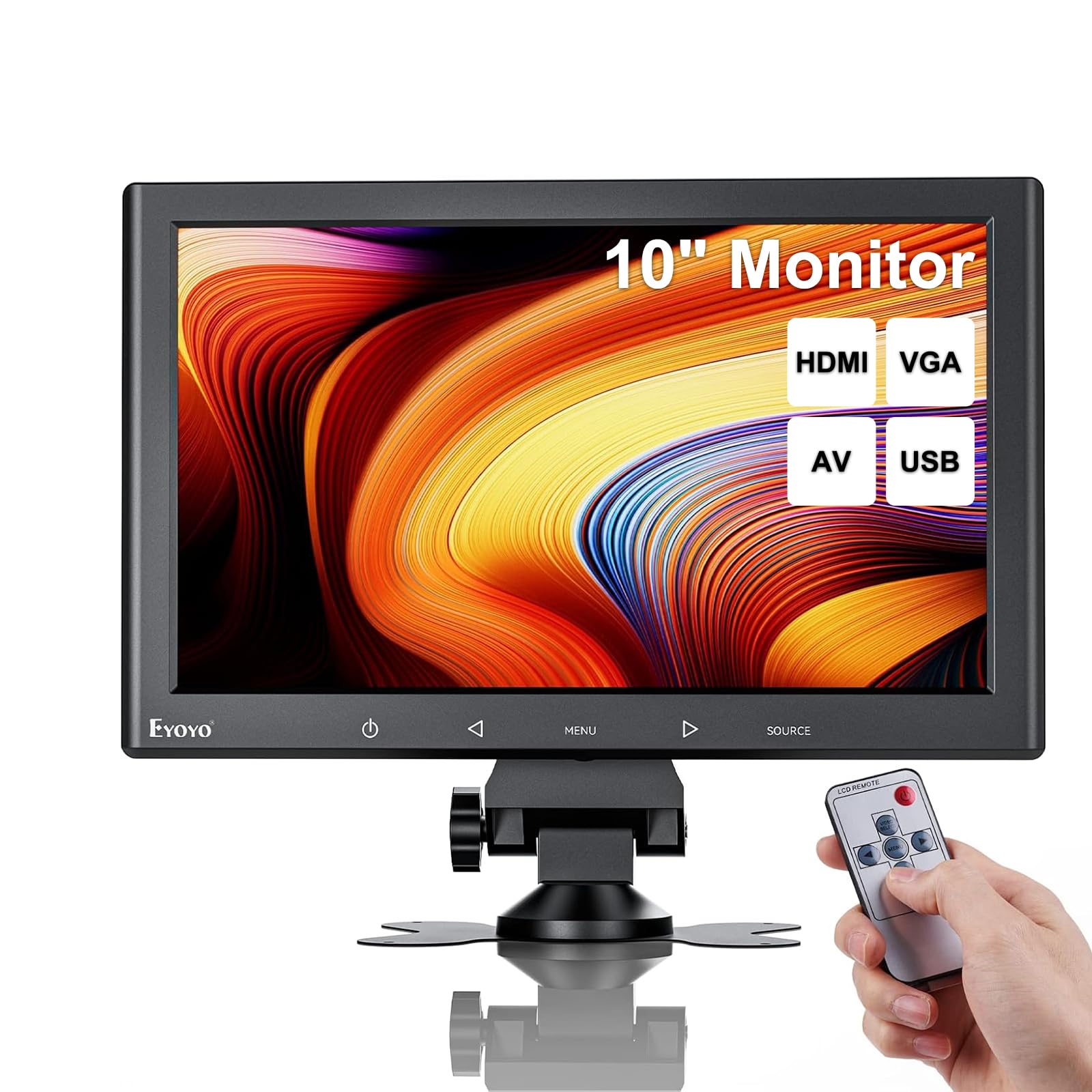 Eyoyo 10 Inch Mini Monitor - 1024x600 HD LCD Screen with HDMI/VGA/AV/USB Inputs | Portable Computer Display for Home Office, Security Systems, POS, Car Backup Camera & Gaming Setup