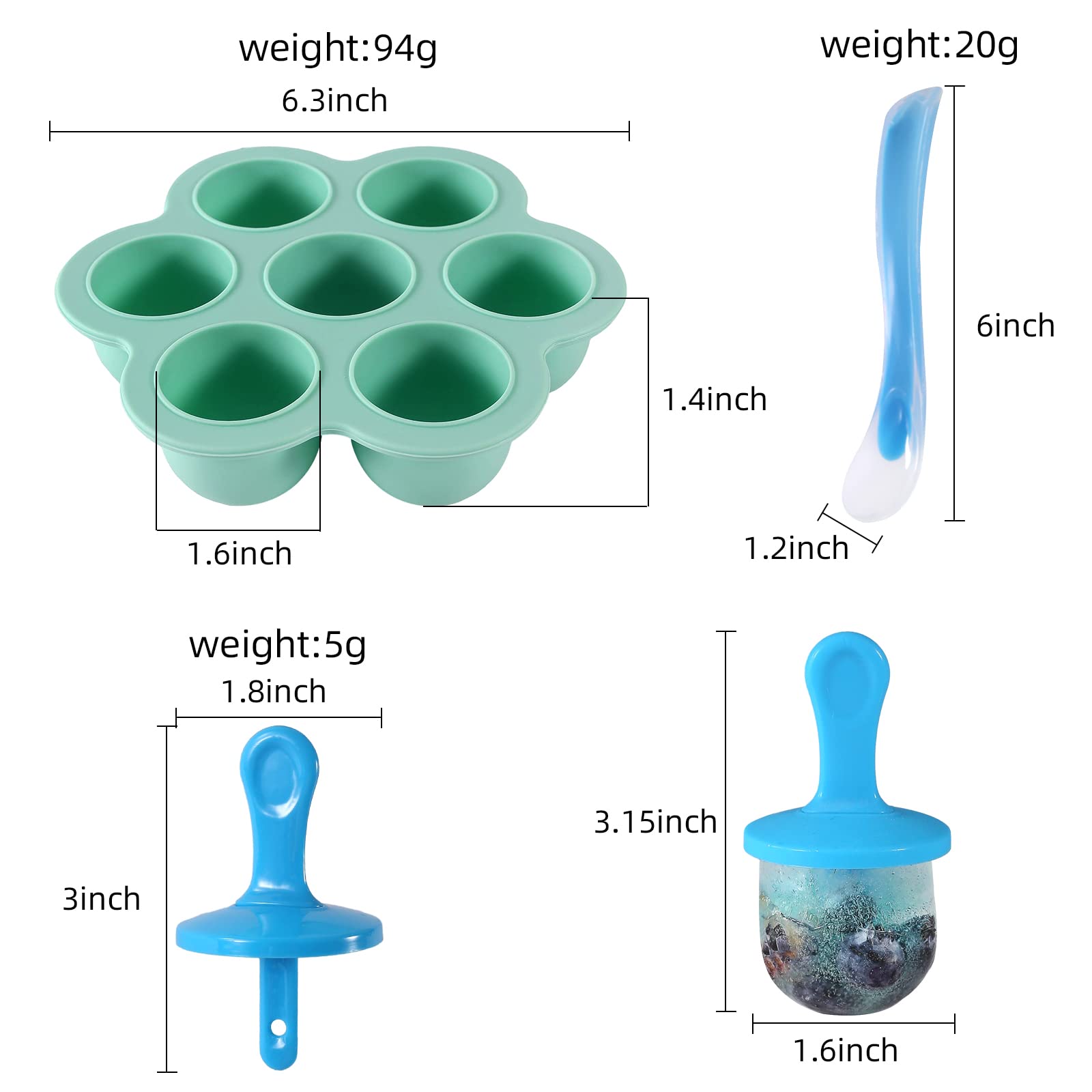 BPA-Free Silicone Popsicle Molds Set - Reusable Ice Pop Makers for Homemade Ice Cream, DIY Frozen Treats & Food Storage - Perfect for Kids Snacks, Summer Parties & Healthy Desserts (Green)
