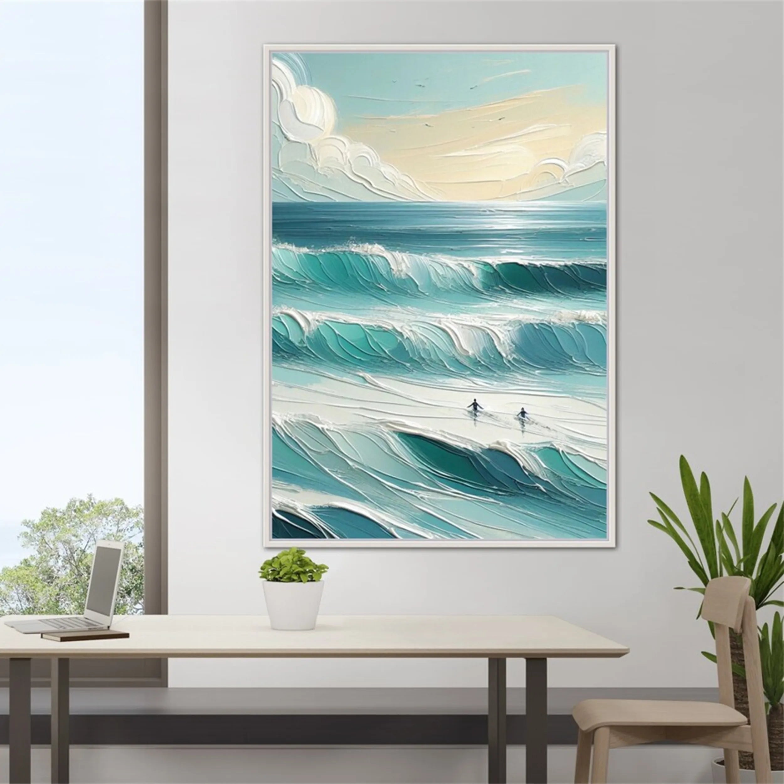 Ocean and Sky Painting #OS 138 - Handmade Canvas Wall Art for Home Decor, Office & Living Room