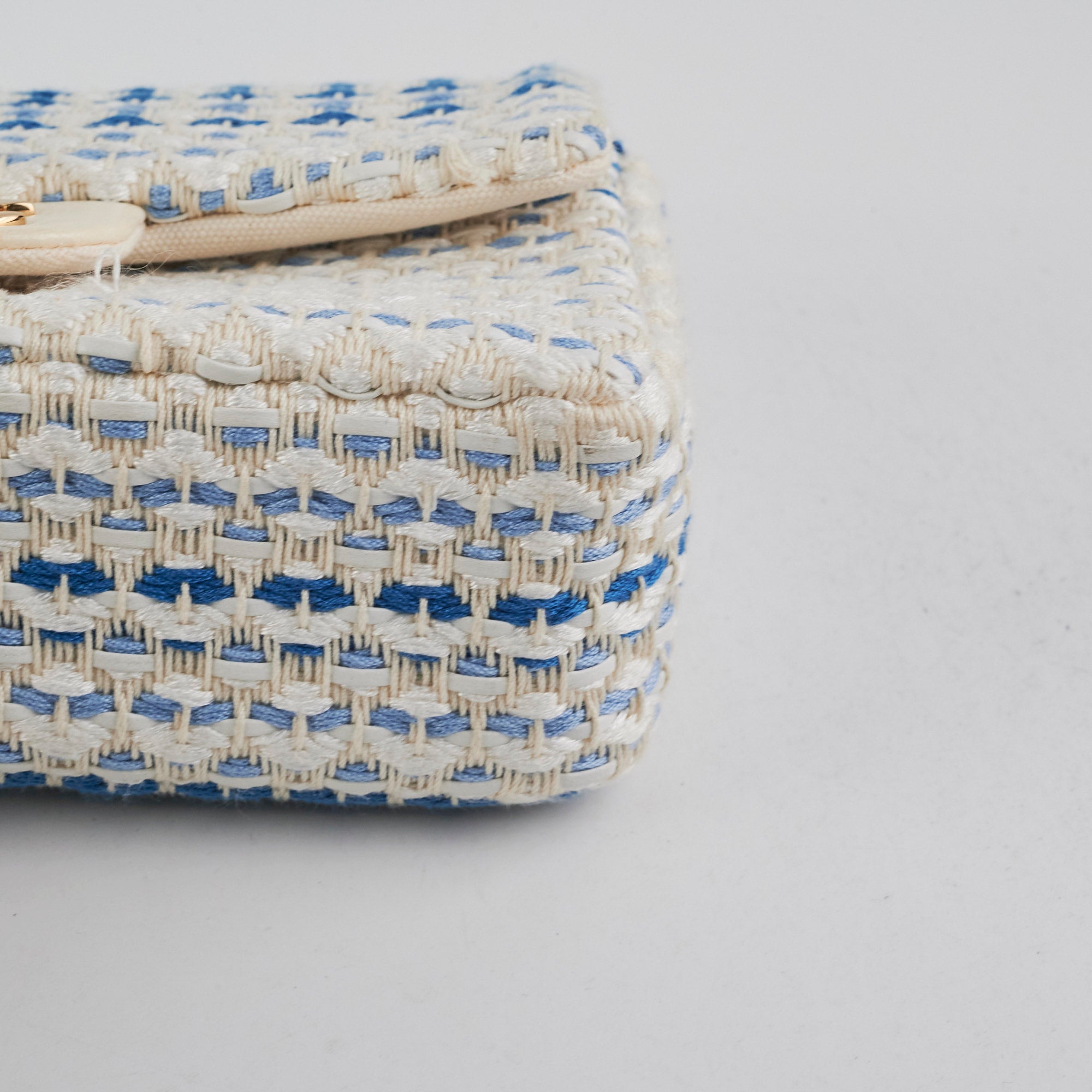 Chanel Mini Rectangular Tweed Flap Bag in Blue & White - Elegant Crossbody Purse for Women | Perfect for Parties, Dating & Daily Use