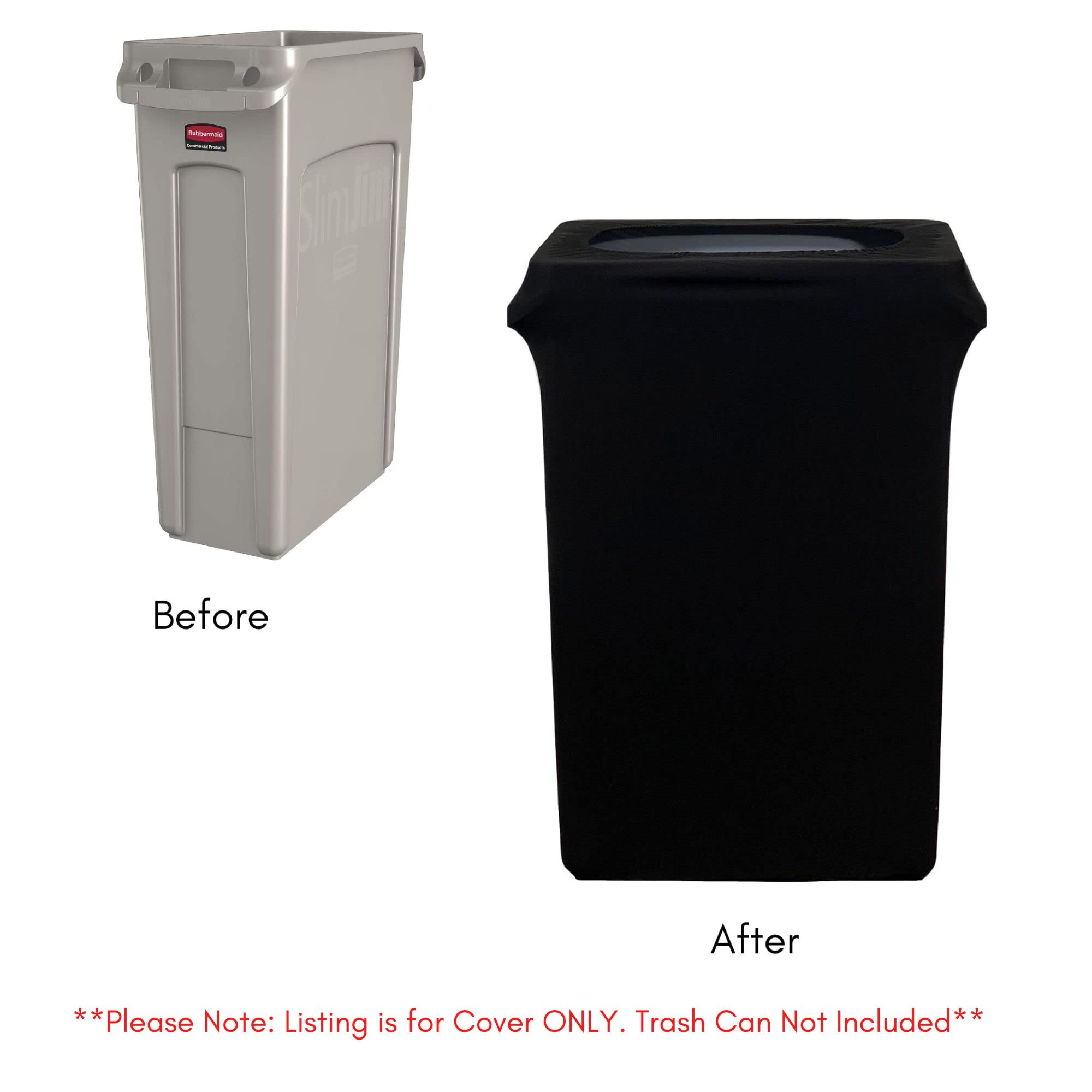 23 Gallon Black Spandex Trash Can Covers - Stretchable Fitted Garbage Bin & Waste Container Covers (Pack of 10) - Perfect for Kitchen, Bathroom, Office & Outdoor Use