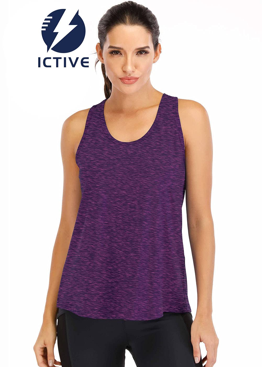 ICTIVE Women's Workout Tops - Loose Fit Racerback Mesh Tank Top with Backless Design for Running, Yoga & Gym | Breathable Muscle Shirt for Summer Workouts & Active Lifestyle