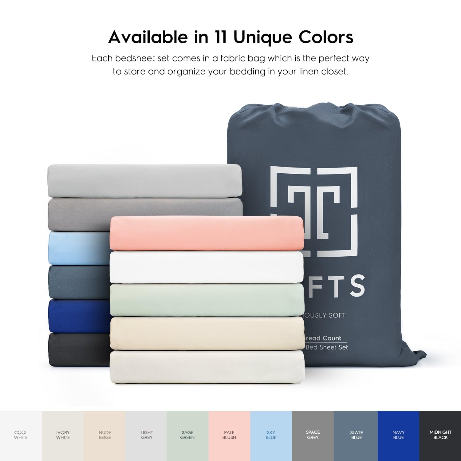 Tafts Queen Sheets Set - 100% Bamboo Viscose Bedding, Ultra Soft & Cooling, Double Stitched for Durability (Slate Blue) | Perfect for Hot Sleepers & Luxury Bedroom Decor