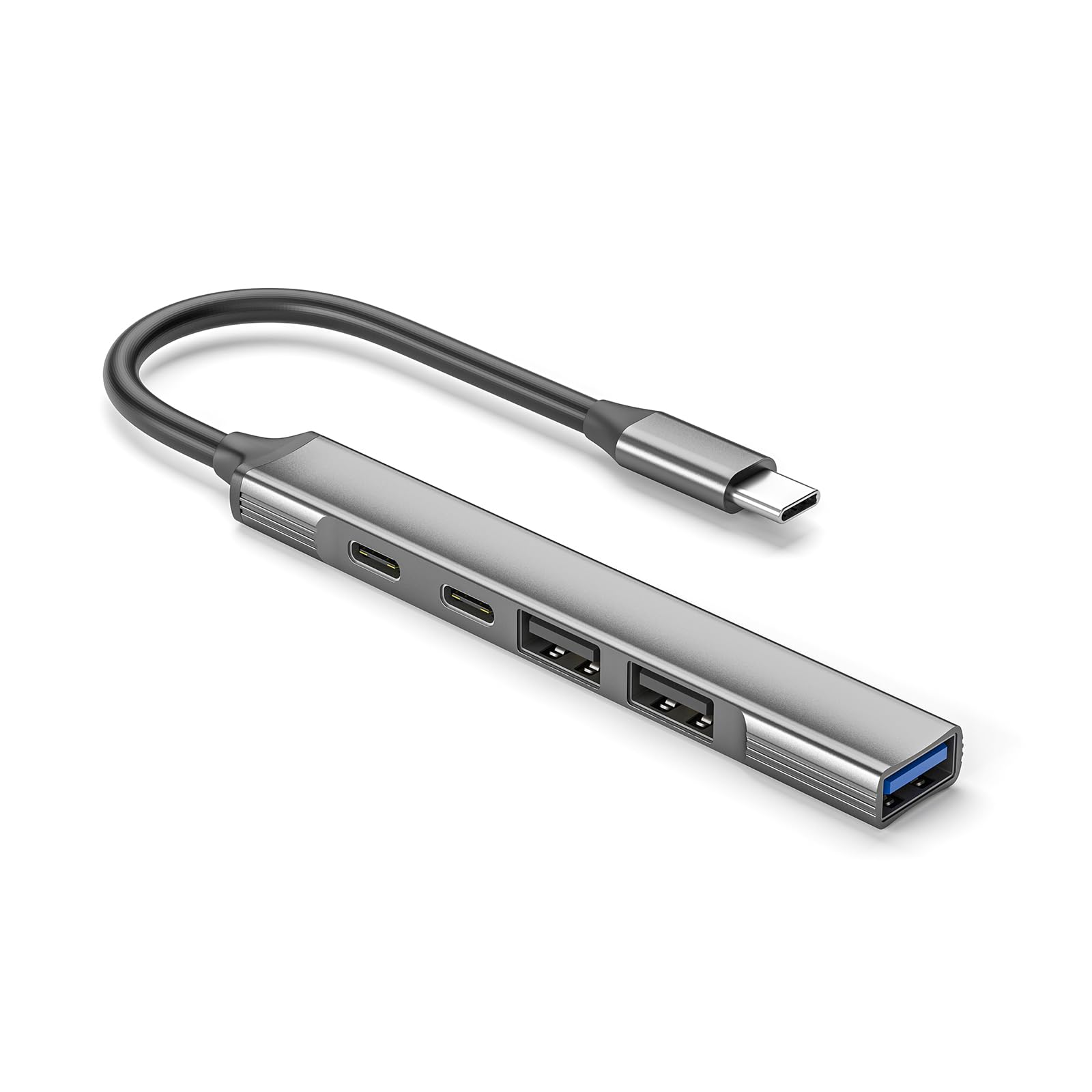 5-in-1 Aluminum Alloy USB C Hub with USB 3.0/2.0 Ports, 60W PD Charging & Type-C Data Transfer - Ideal for Office, Travel & Home Workspace Accessories