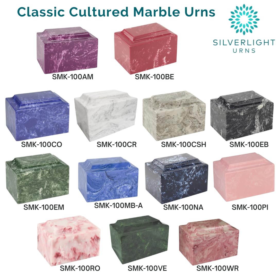 Elegant Pink Cultured Marble Cremation Urn for Human Ashes - Adult Size Memorial Urn for Home Display, Funeral Service & Ground Burial - Perfect for Honoring Loved Ones' Memory