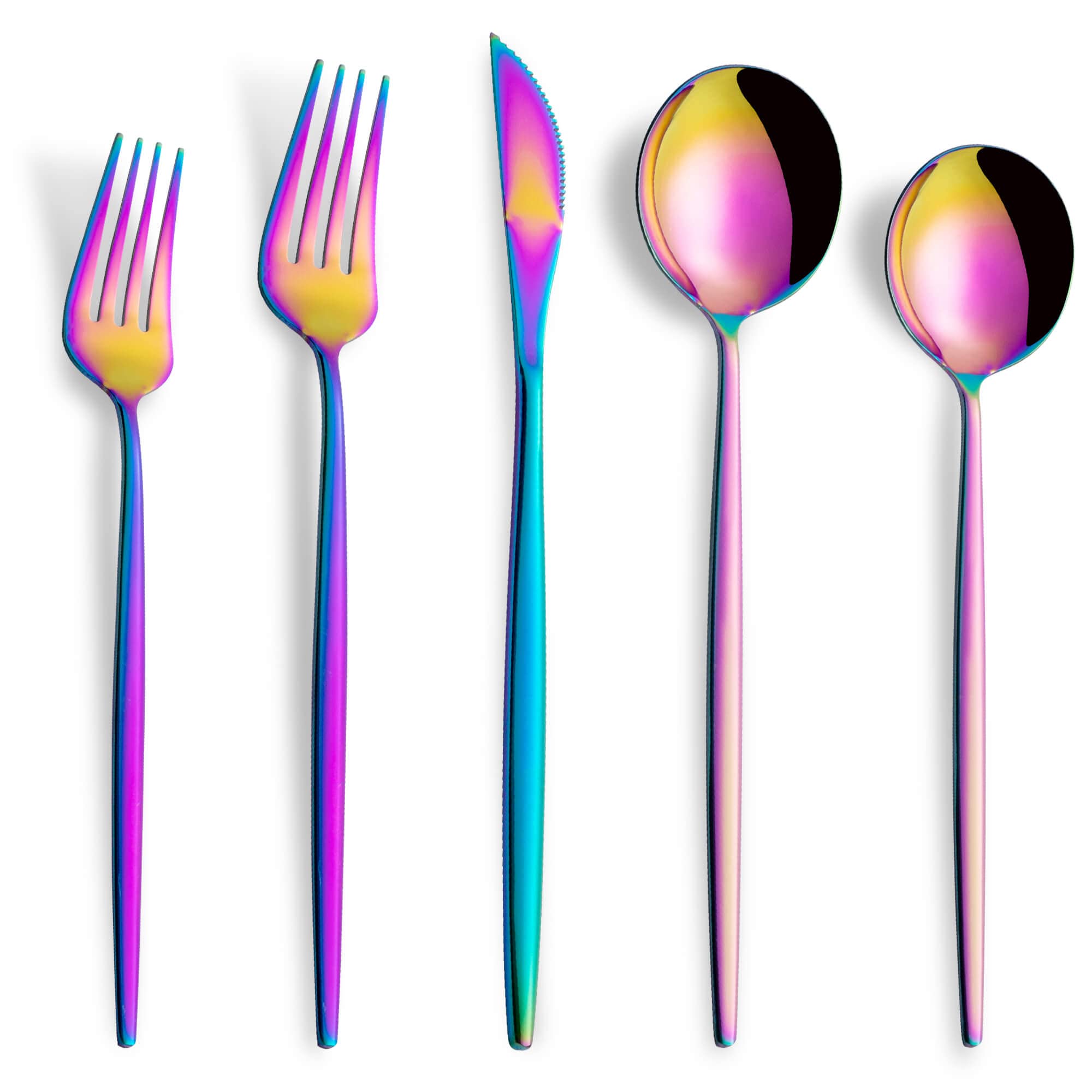 20-Piece Rainbow Stainless Steel Flatware Set - Forks, Spoons & Knives for 4 - Elegant Cutlery Set for Home & Restaurant Use - Dishwasher Safe - Perfect for Dinner Parties, Weddings & Everyday Dining