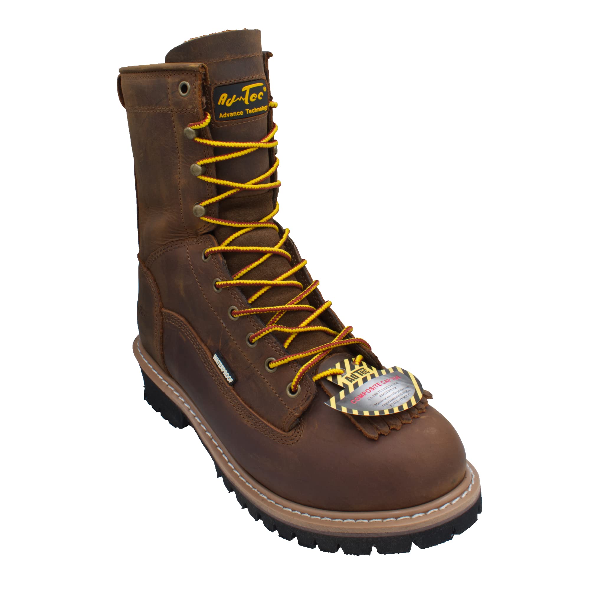 Ad Tec Men's 1020 Brown Waterproof Crazy Horse Leather Logger Work Boots - Steel Toe Safety Boots with Goodyear Welt Construction | Electrical Hazard & Oil Resistant Lug Sole for Construction, Landscaping & Outdoor Work