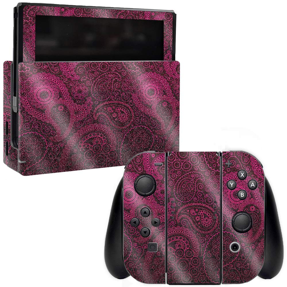 MightySkins Glossy Glitter Skin Cover for Nintendo Switch - Paisley Design | Protective & Durable High-Gloss Glitter Vinyl Decal | Easy to Apply, Remove & Reusable | Made in USA | Perfect for Gaming, Travel & Customizing Your Console