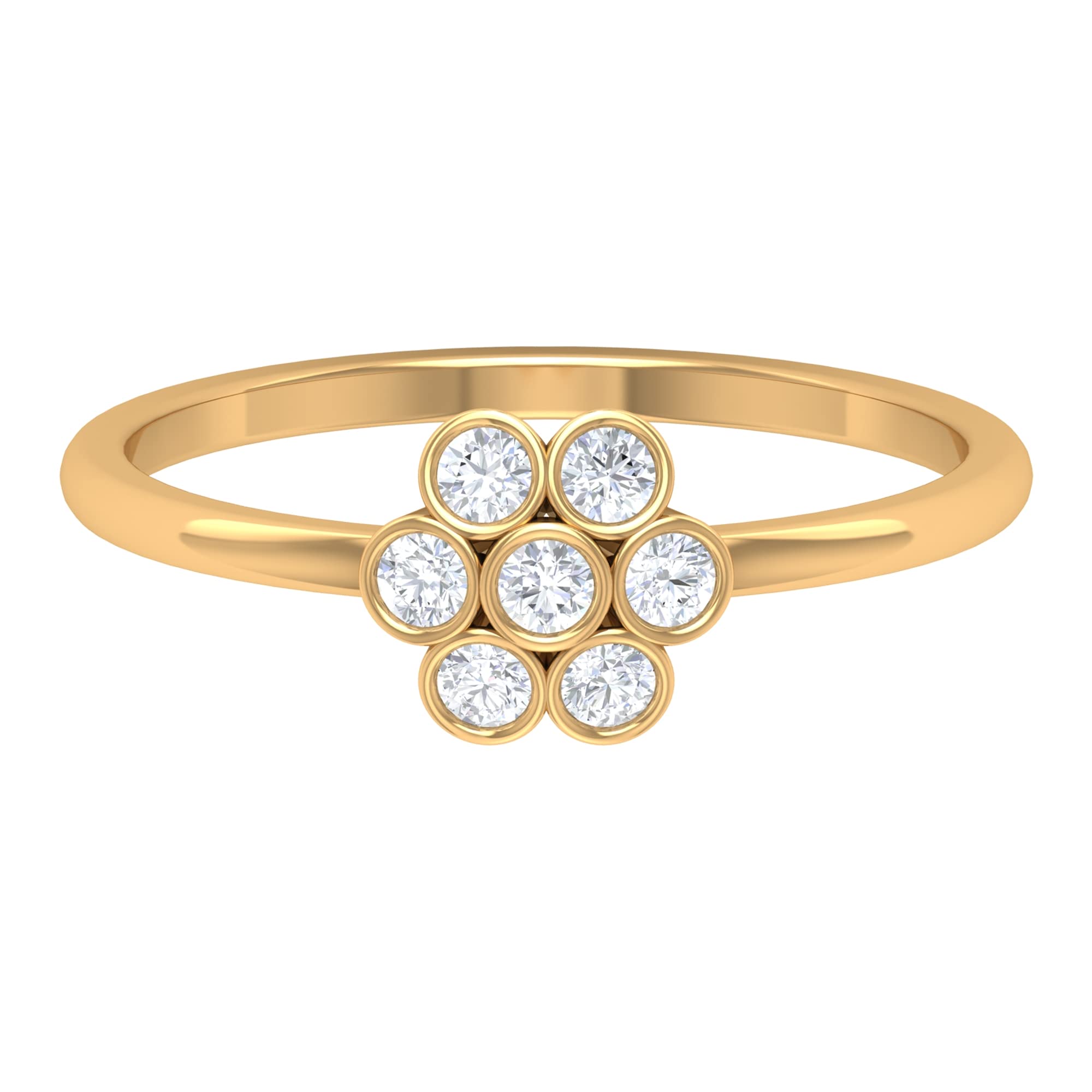 1/2 CT Moissanite Floral Ring for Women - 14K Solid Gold Moissanite Cluster Flower Ring, Minimalist Dainty Wedding Band, Certified Engagement Ring - Perfect for Bridal, Anniversary & Special Occasion Gifts