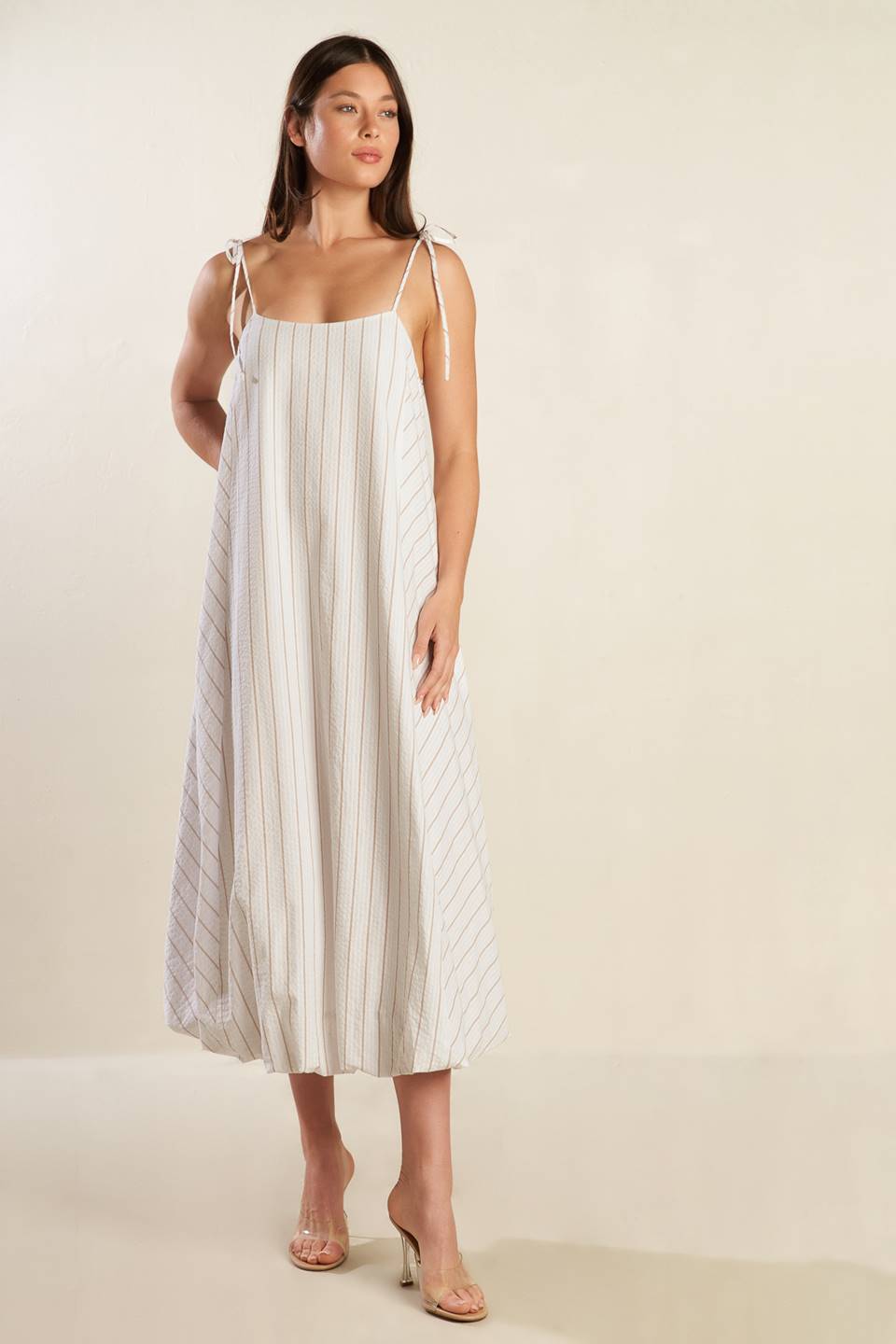 JUST WONDERING Woven Midi Dress for Women - Flowy Summer Boho Dress for Beach, Vacation & Casual Outings