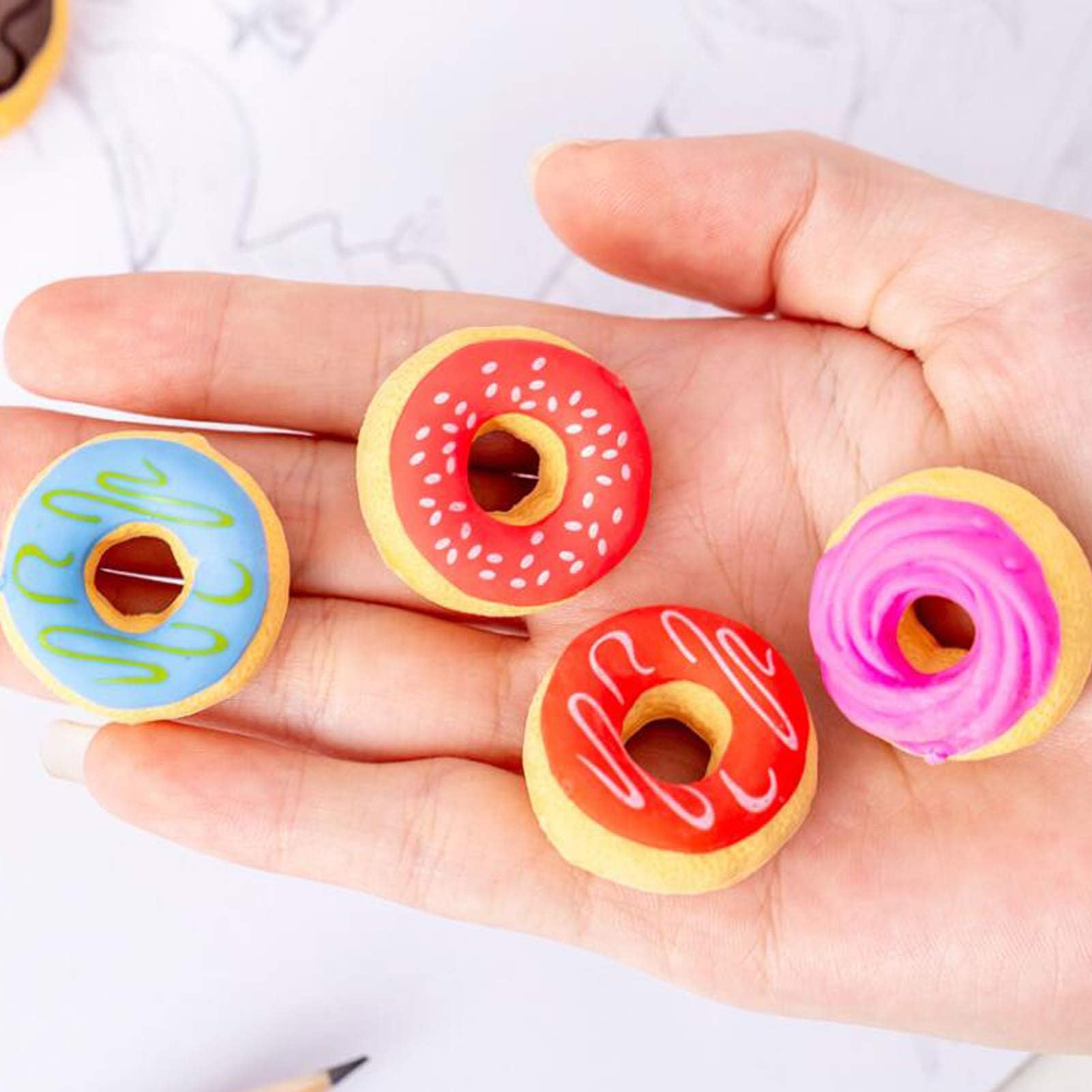 18-Piece Donut-Shaped Pencil Erasers - Fun Food-Themed School Supplies for Kids, Classroom Rewards & Party Favors (Perfect for Birthdays, School Incentives & Arts & Crafts)