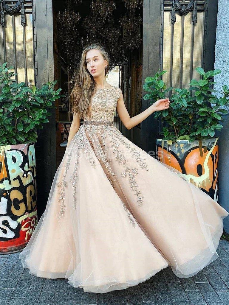 Elegant Lace Applique A-Line Evening Prom Dresses for Women - Formal Party Gowns for Homecoming, Ball & Special Occasions | Style 12274