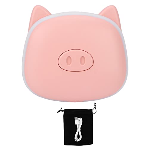 Electric Hand Warmer with Mirror Light - Pink Pig Design for Travel & Home