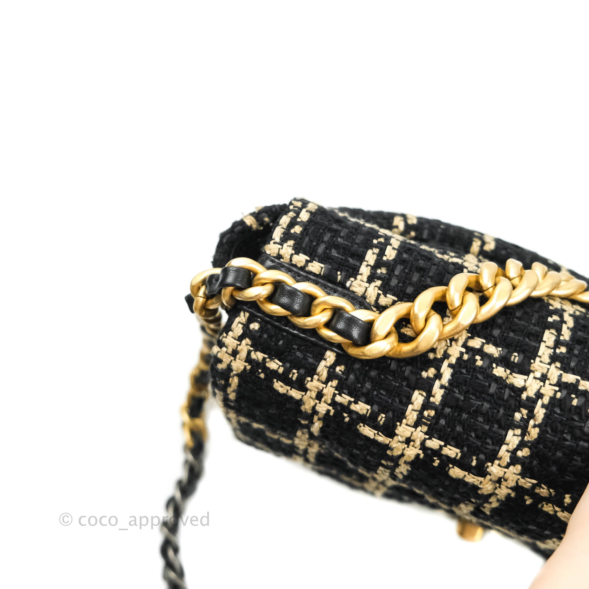 Chanel 19 Small Tweed Handbag in Black & Gold with Mixed Hardware - Luxury Crossbody Bag for Women, Perfect for Evening Events & Date Nights
