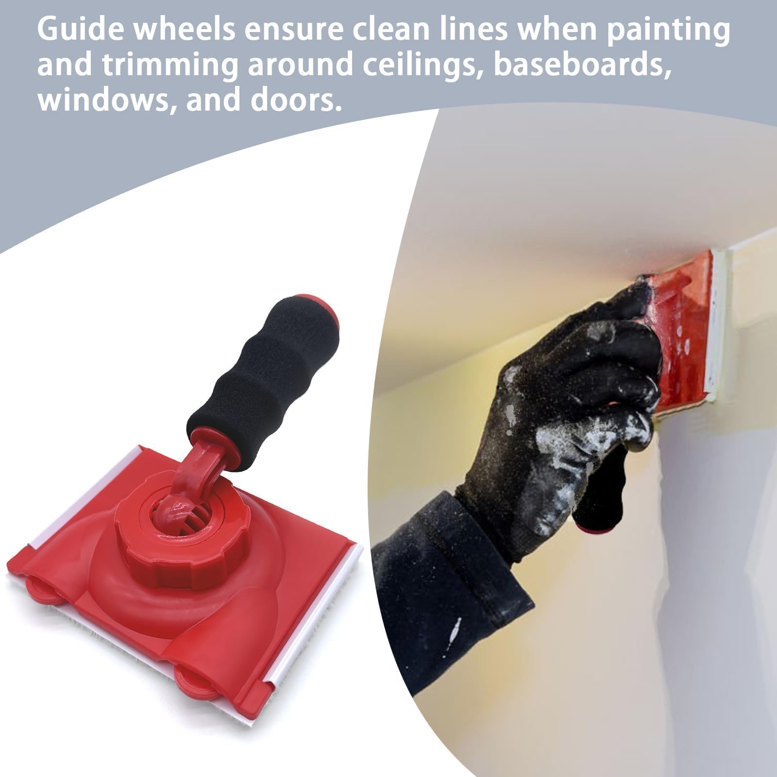 Professional Paint Edger Tool for Walls & Trim - Easy-to-Use Edge Painting Tool with Replacement Pads - Perfect for High Ceilings, Corners & Baseboards - Ideal for Home Renovation, DIY Projects & Professional Painting