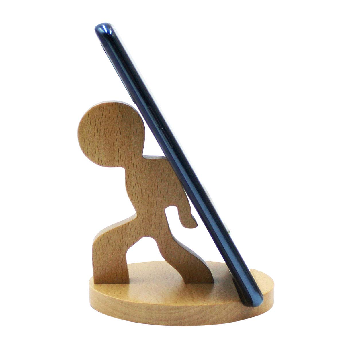 Wooden Animal Phone Stand Holder for Desk - Cute Boy Cell Phone Stand for iPhone & Android - Perfect for Office, Home, or Gift Giving
