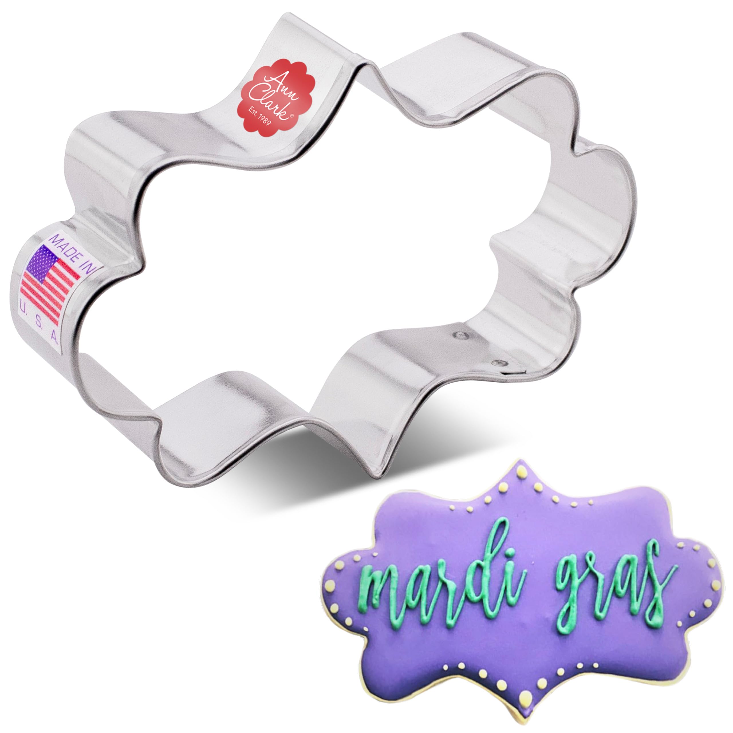 Ann Clark 4-Inch Fancy Plaque Cookie Cutter - Made in USA | Perfect for Holiday Baking, Wedding Favors & DIY Cookie Decorating
