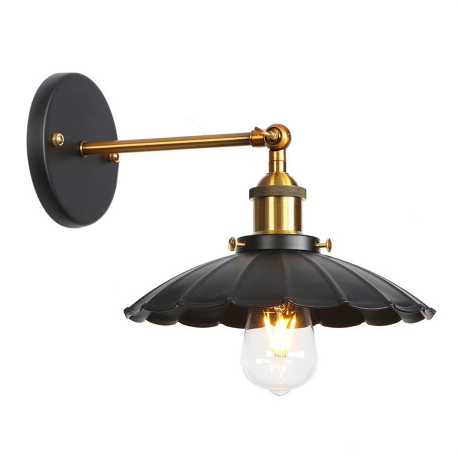 Vintage Industrial Swing Arm Wall Sconce - Adjustable Black Iron Wall Lamp for Bedroom, Cafe & Study Room - Modern Indoor Lighting Fixture with Retro Design (Perfect for Reading Nook, Home Office & Restaurant Ambiance)