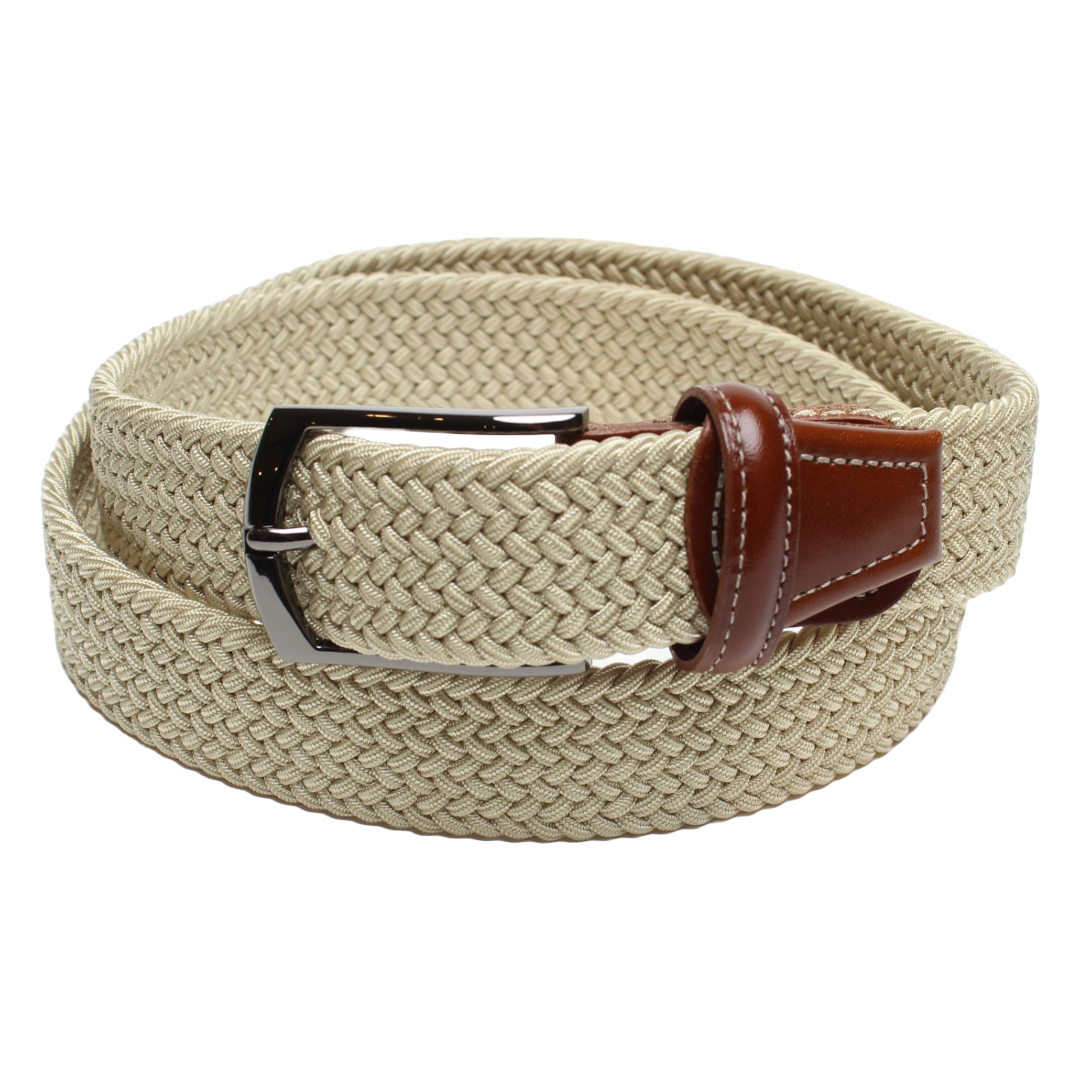Beige Woven Stretch Belt for Women - Adjustable Waistband Fashion Accessory | Perfect for Jeans, Dresses & Casual Outfits