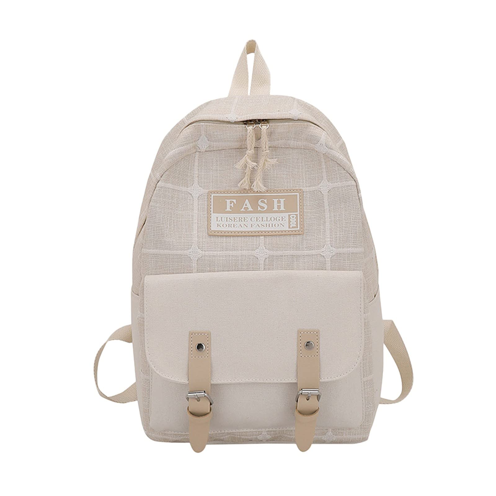 Stylish Plaid Canvas Backpack Purse for Women & Girls - Fashionable Small School Bag with Zipper Closure | Perfect for School, College, Travel & Daily Use